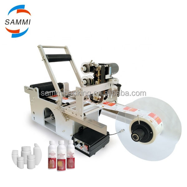 MT-50 원형 병용 반자동 접착 스티커 라벨링 기계 금속 종이 유리 포장용 병 식품 사용-새로운 사용