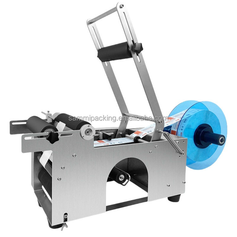 반 자동 수동 PET 유리 플라스틱 물병 와인 틴 캔 라벨 적용기 화장품의 새로운 상태 라벨링 기계