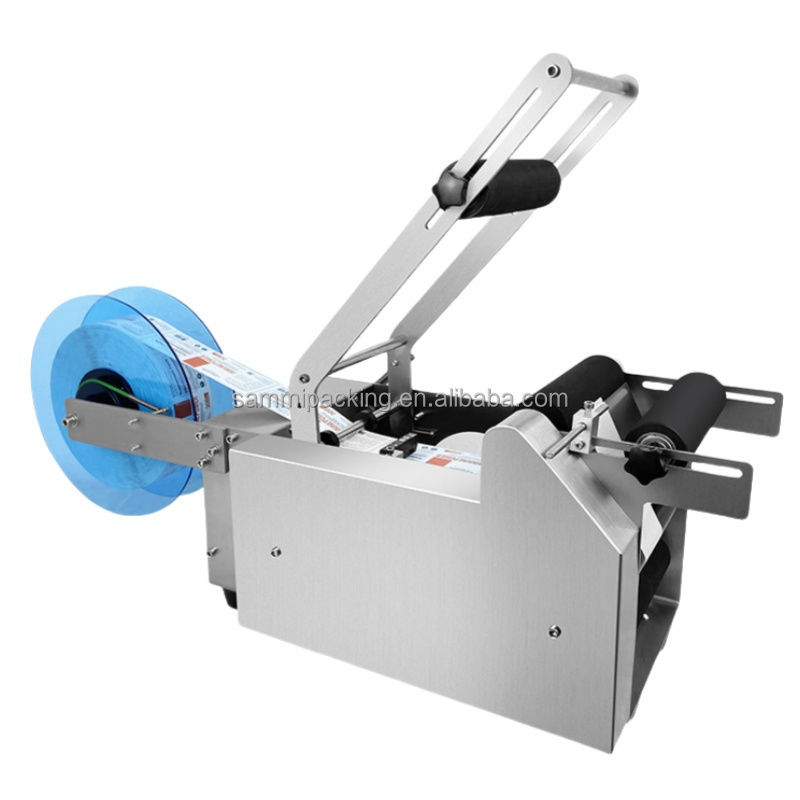 반 자동 수동 PET 유리 플라스틱 물병 와인 틴 캔 라벨 적용기 화장품의 새로운 상태 라벨링 기계