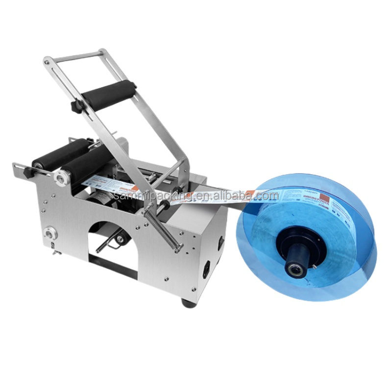 반 자동 수동 PET 유리 플라스틱 물병 와인 틴 캔 라벨 적용기 화장품의 새로운 상태 라벨링 기계