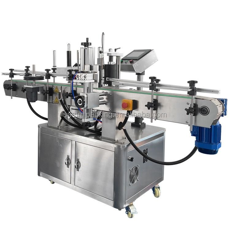 2024년 중국 판매 신뢰할 수 있는 반자동 실린더 라벨링 기계 PLC 부품 포함 전기 구동, 나무 상자 포장