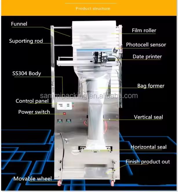 고품질 100-500g 자동 파우더 곡물 포장 기계 견과류 향신료 칠리 곡물 파우더 간식 CE와 함께 포장 기계