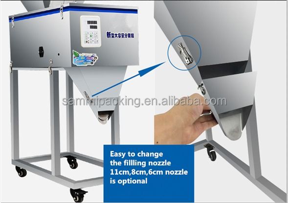 자동 계량 소형 곡물 포장 팝콘 과립 스낵 식품 감자 튀김 칩 충전기 (대형 호퍼 포함)