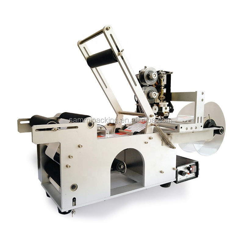 최고 품질 MT-50D 반자동 원형 병/병 라벨링 기계 (핫 스탬프 코더 포함)