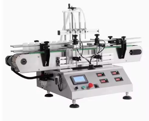 4구 헤드 탁상형 자동 마그네틱 펌프 액체 충전 기계 (주스, 물, 오일용)