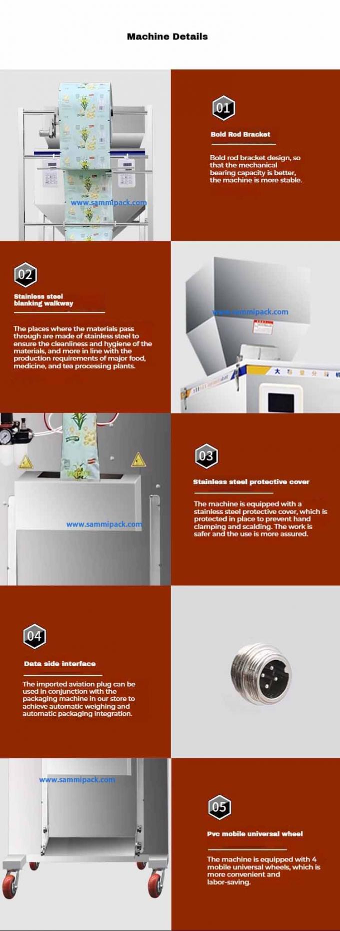 다기능 이중 헤드 설탕 충전 커피 원두 계량 포장기 500g 1000g 450*470*1750MM 상품 5